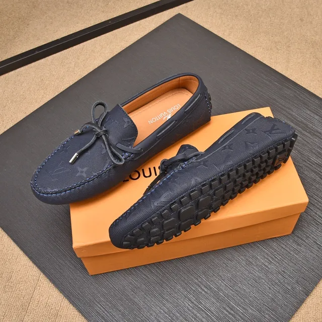 Louis Vuitton mocassins Navy Beige Monogrammed Canvas Moccasin-Stitched Vamp mocassins 8