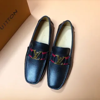 Louis Vuitton loafers vermelho navy couro granulado tirante listrado loafers