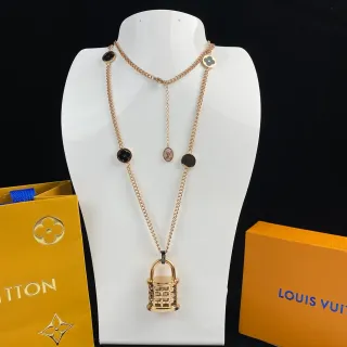 Louis Vuitton Lock Me Floral Padlock Layered Chain Necklace