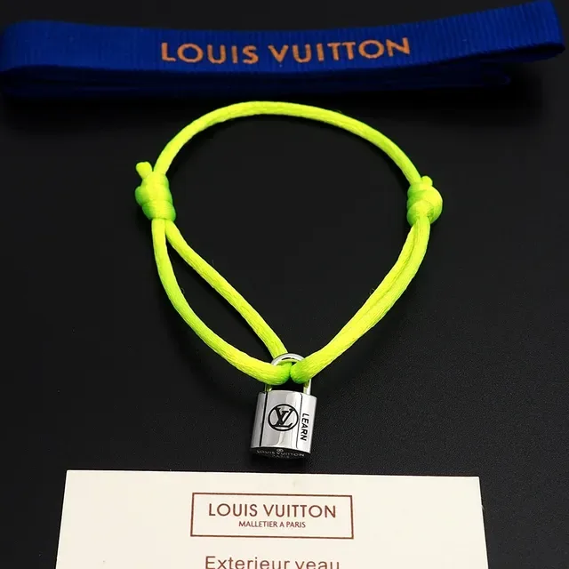Louis Vuitton Lockit Neon Yellow Cord Bracelet 2