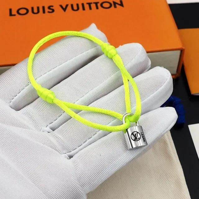 Louis Vuitton Lockit Neon Yellow Cord Bracelet 5