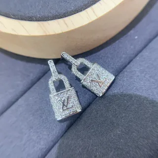 Louis Vuitton Lockit Pavé Crystal Monogram Lock Earrings