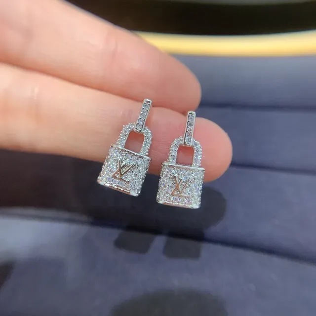 Louis Vuitton Lockit Pavé Crystal Monogram Lock Earrings 2