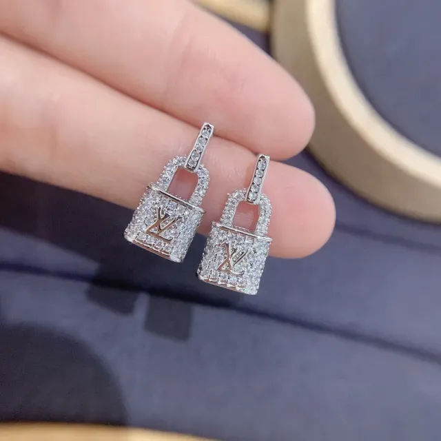 Louis Vuitton Lockit Pavé Crystal Monogram Lock Earrings 5