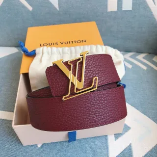 Louis Vuitton LV Belt Burgundy Pebbled Leather Belt
