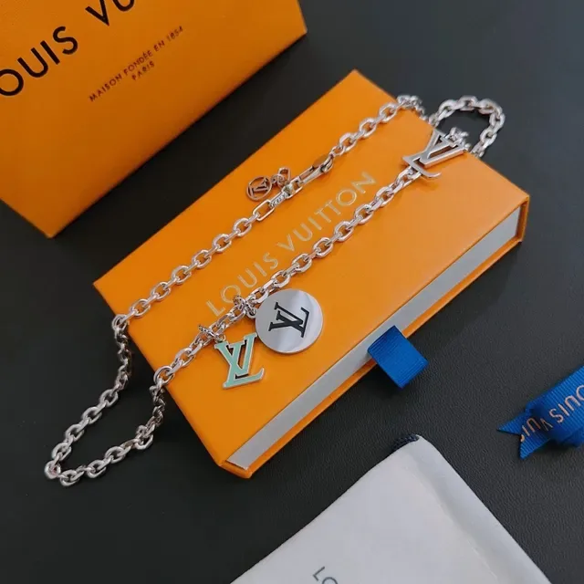Louis Vuitton LV Chain Silver Multi-Charm Necklace 3