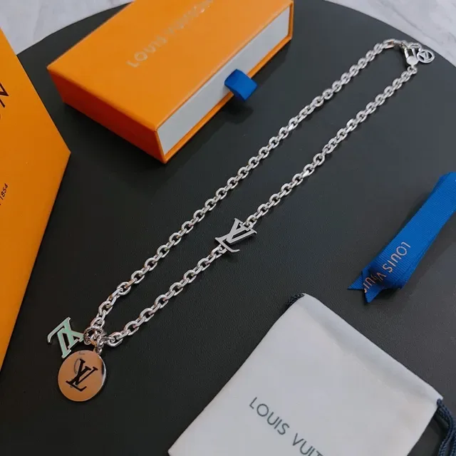Louis Vuitton LV Chain Silver Multi-Charm Necklace 5