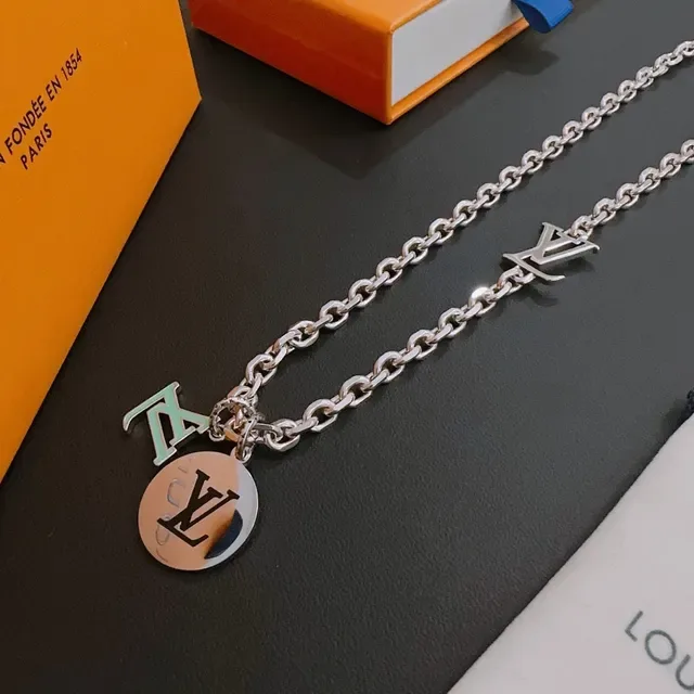 Louis Vuitton LV Chain Silver Multi-Charm Necklace 8