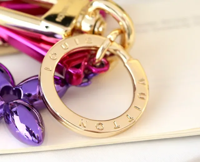 Louis Vuitton LV Flower Gold Purple Metallic Enamel Jewelry 5
