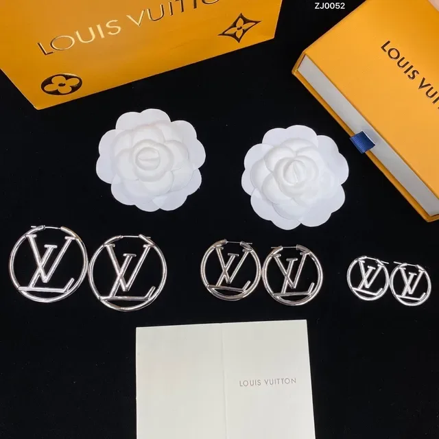 Louis Vuitton LV Hoop Gold Silver Circular Openwork Monogram Earrings 2