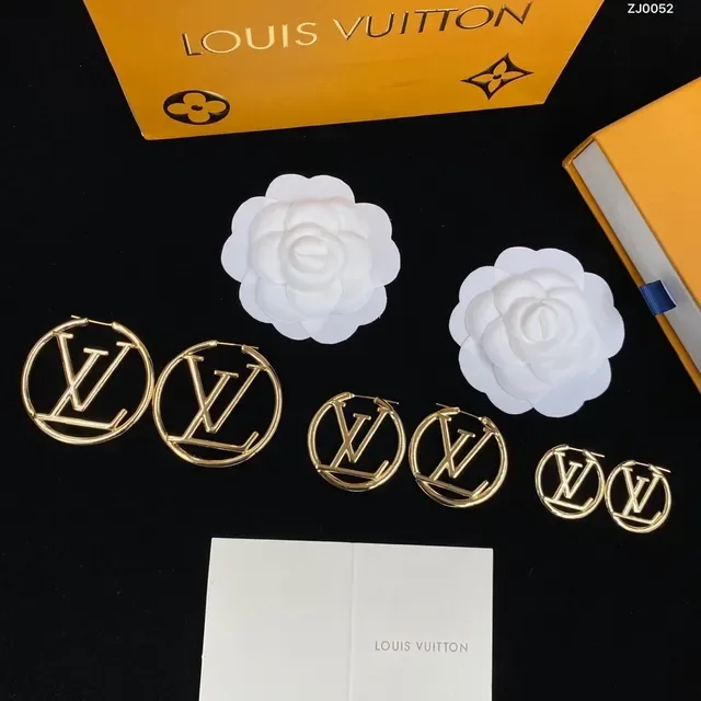 Louis Vuitton LV Hoop Gold Silver Circular Openwork Monogram Earrings 3