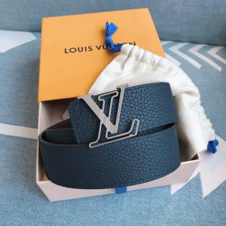 Louis Vuitton LV Initiales Blue Pebbled Leather Belt