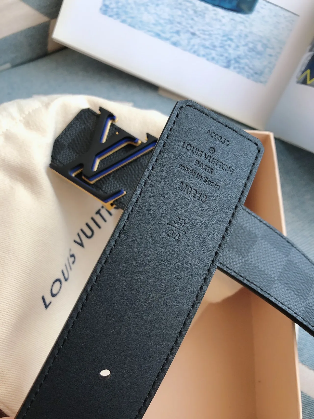 Louis Vuitton LV Initiales Damier Graphite Leather Belt 3