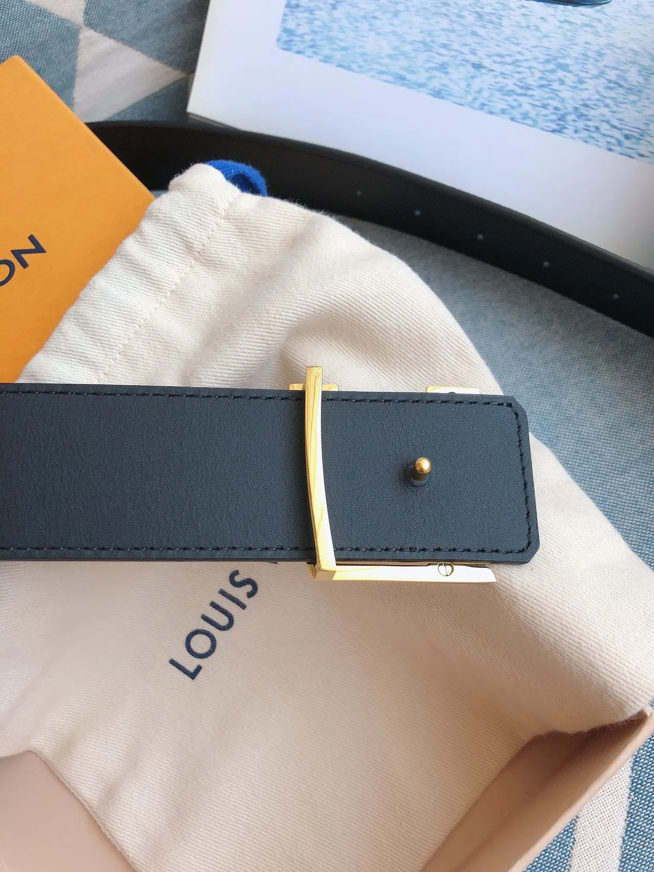 Louis Vuitton LV Initiales Damier Graphite Leather Belt 7