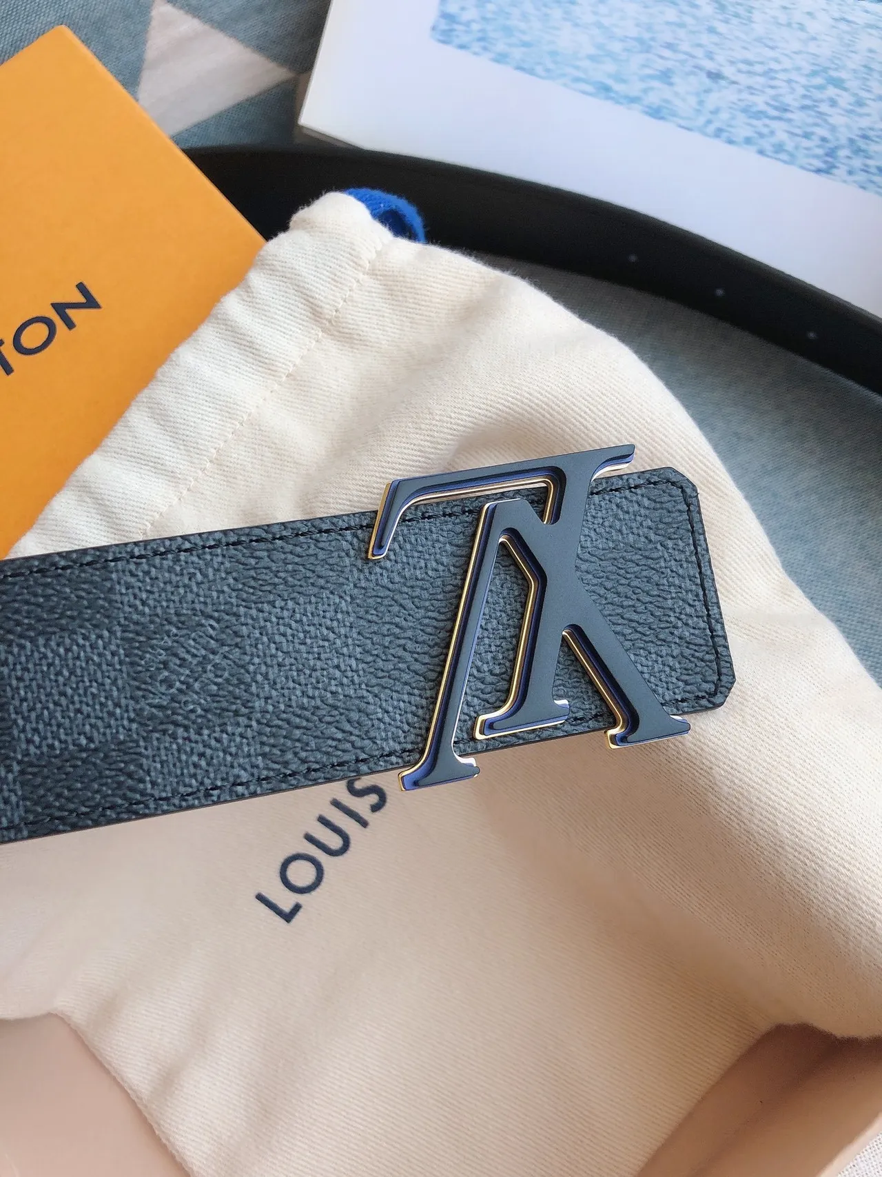Louis Vuitton LV Initiales Damier Graphite Leather Belt 8