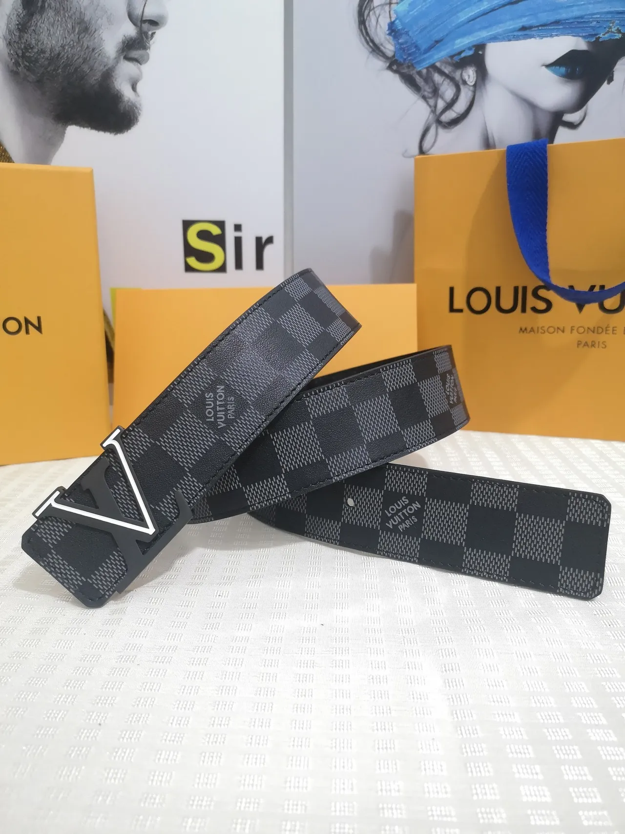 Louis Vuitton LV Initiales Damier Graphite Leather Belt 2