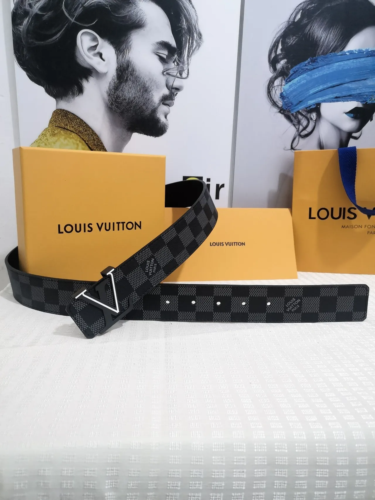 Louis Vuitton LV Initiales Damier Graphite Leather Belt 3