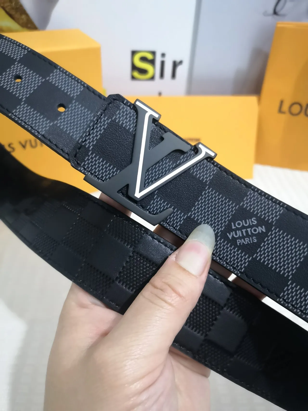 Louis Vuitton LV Initiales Damier Graphite Leather Belt 4