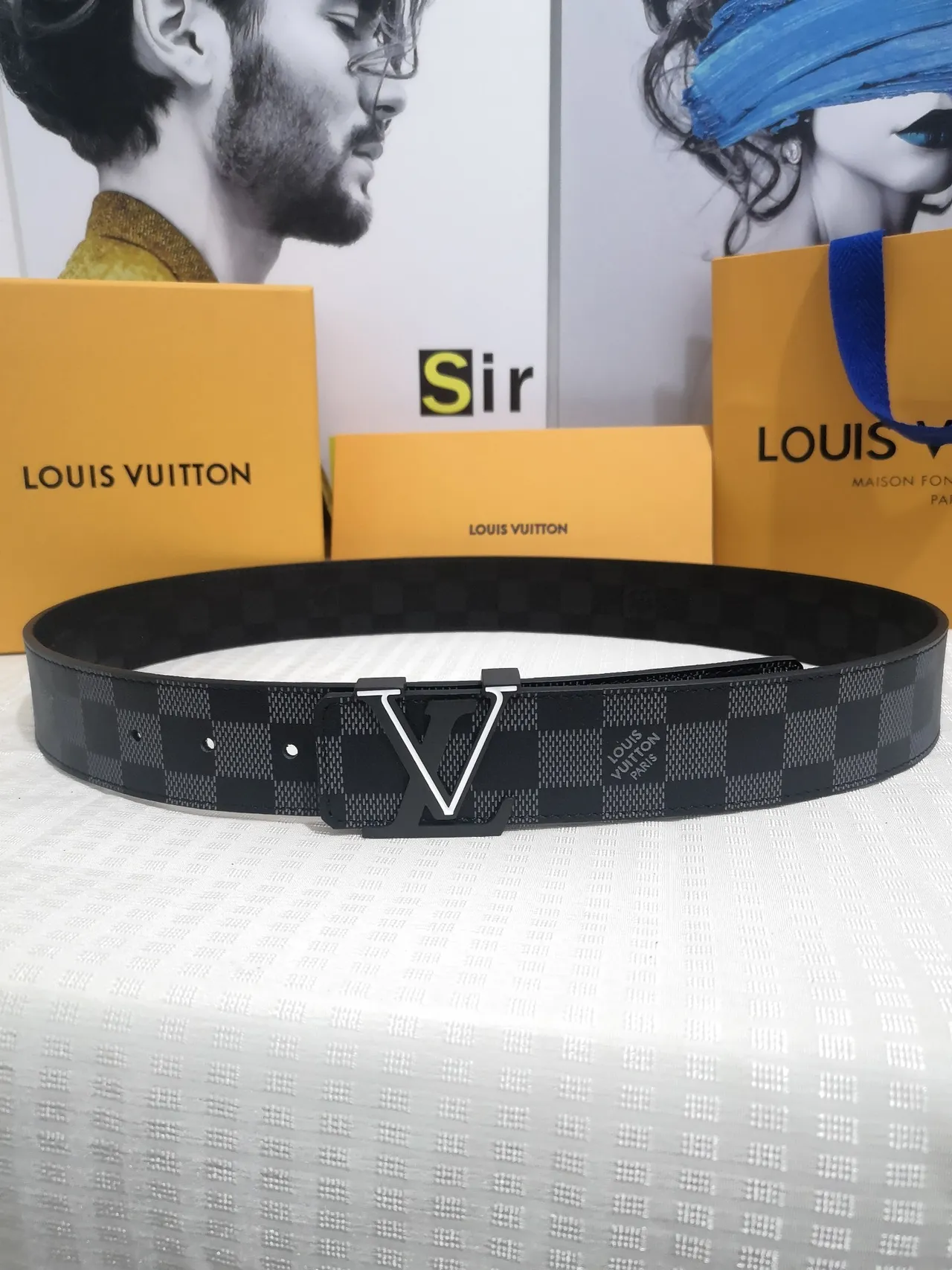 Louis Vuitton LV Initiales Damier Graphite Leather Belt 5