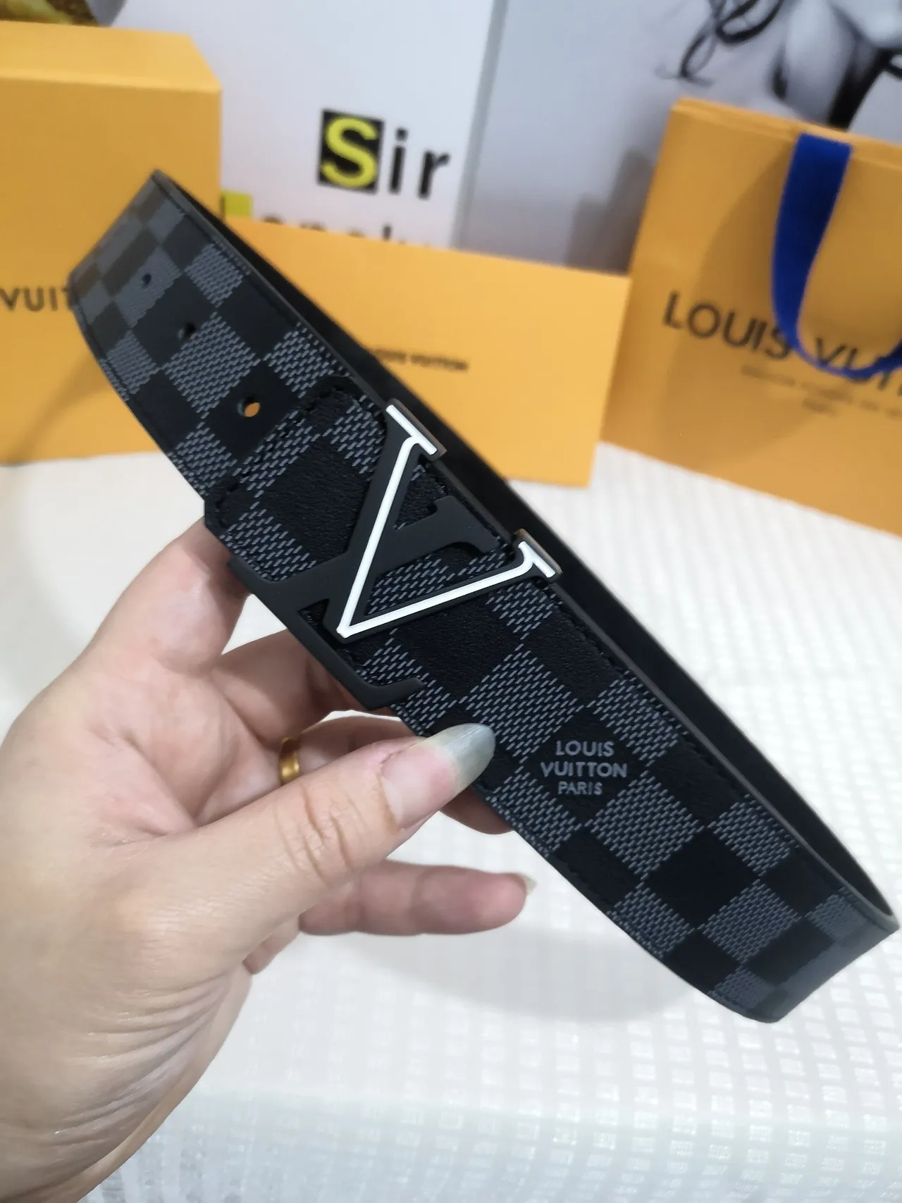 Louis Vuitton LV Initiales Damier Graphite Leather Belt 6