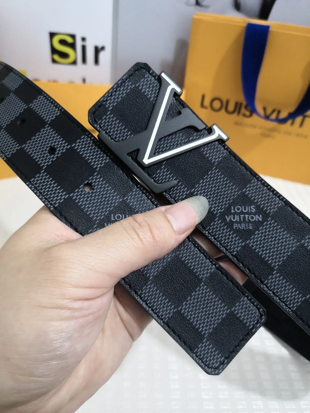 Louis Vuitton LV Initiales Damier Graphite Leather Belt 7