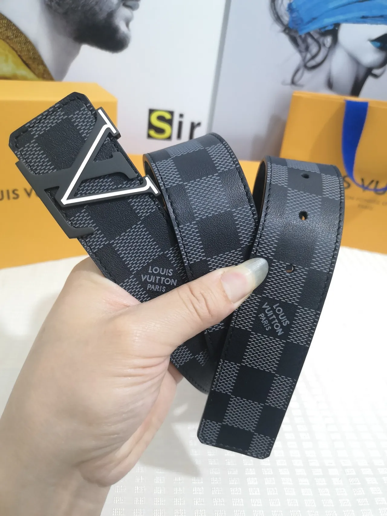 Louis Vuitton LV Initiales Damier Graphite Leather Belt 8