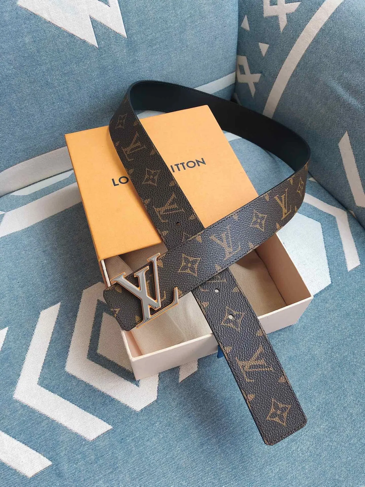 Louis Vuitton LV Initiales Monogram Canvas Brown Leather Belt 2