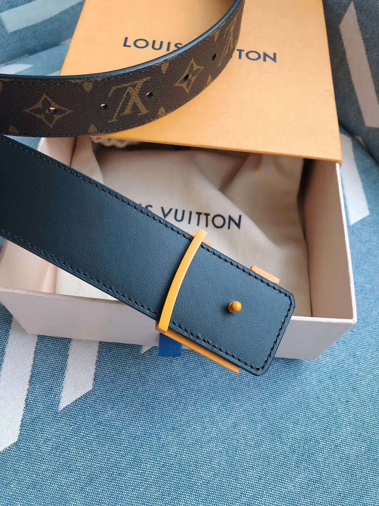 Louis Vuitton LV Initiales Monogram Canvas Brown Leather Belt 4