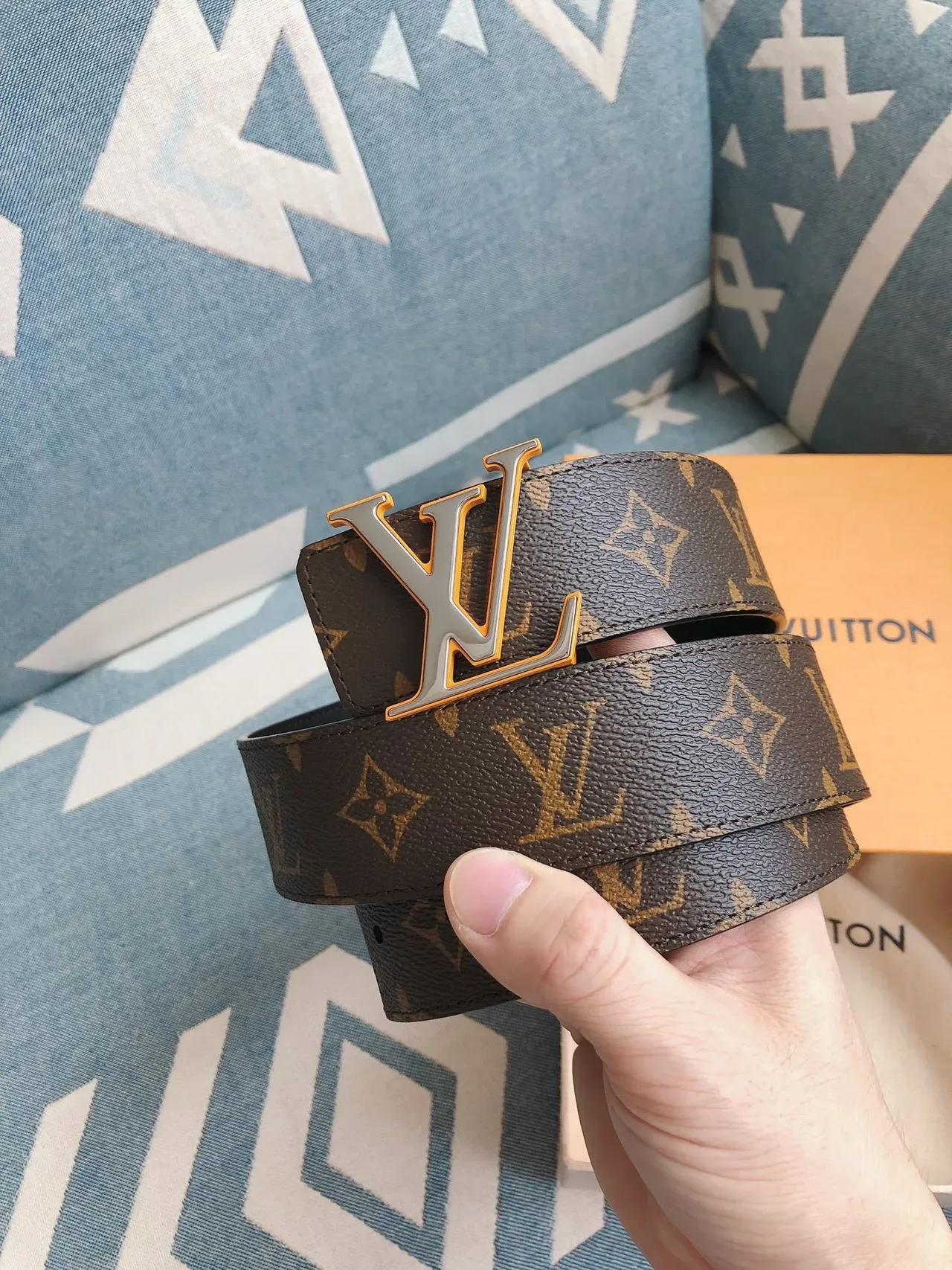 Louis Vuitton LV Initiales Monogram Canvas Brown Leather Belt 6