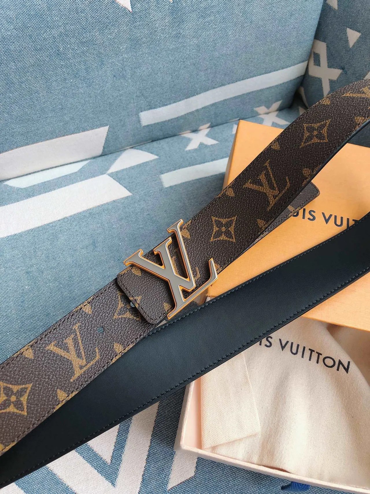 Louis Vuitton LV Initiales Monogram Canvas Brown Leather Belt 7