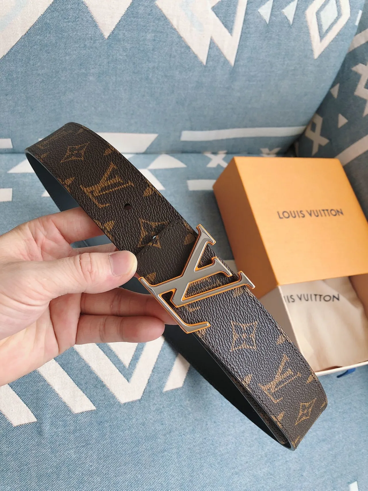 Louis Vuitton LV Initiales Monogram Canvas Brown Leather Belt 8