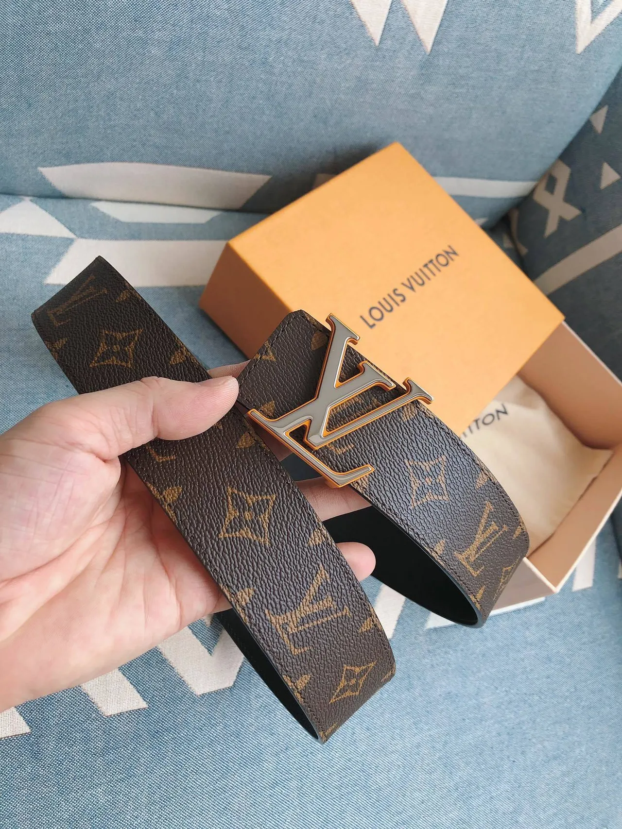 Louis Vuitton LV Initiales Monogram Canvas Brown Leather Belt 9