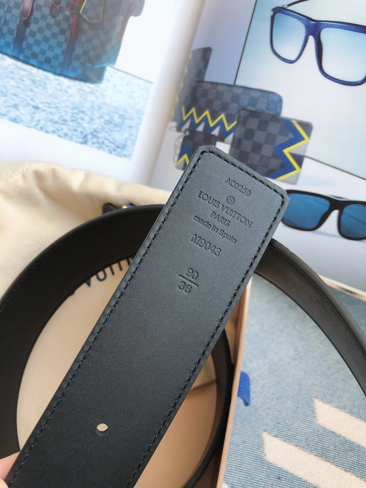 Louis Vuitton LV Initiales Navy Monogram Leather Belt 3
