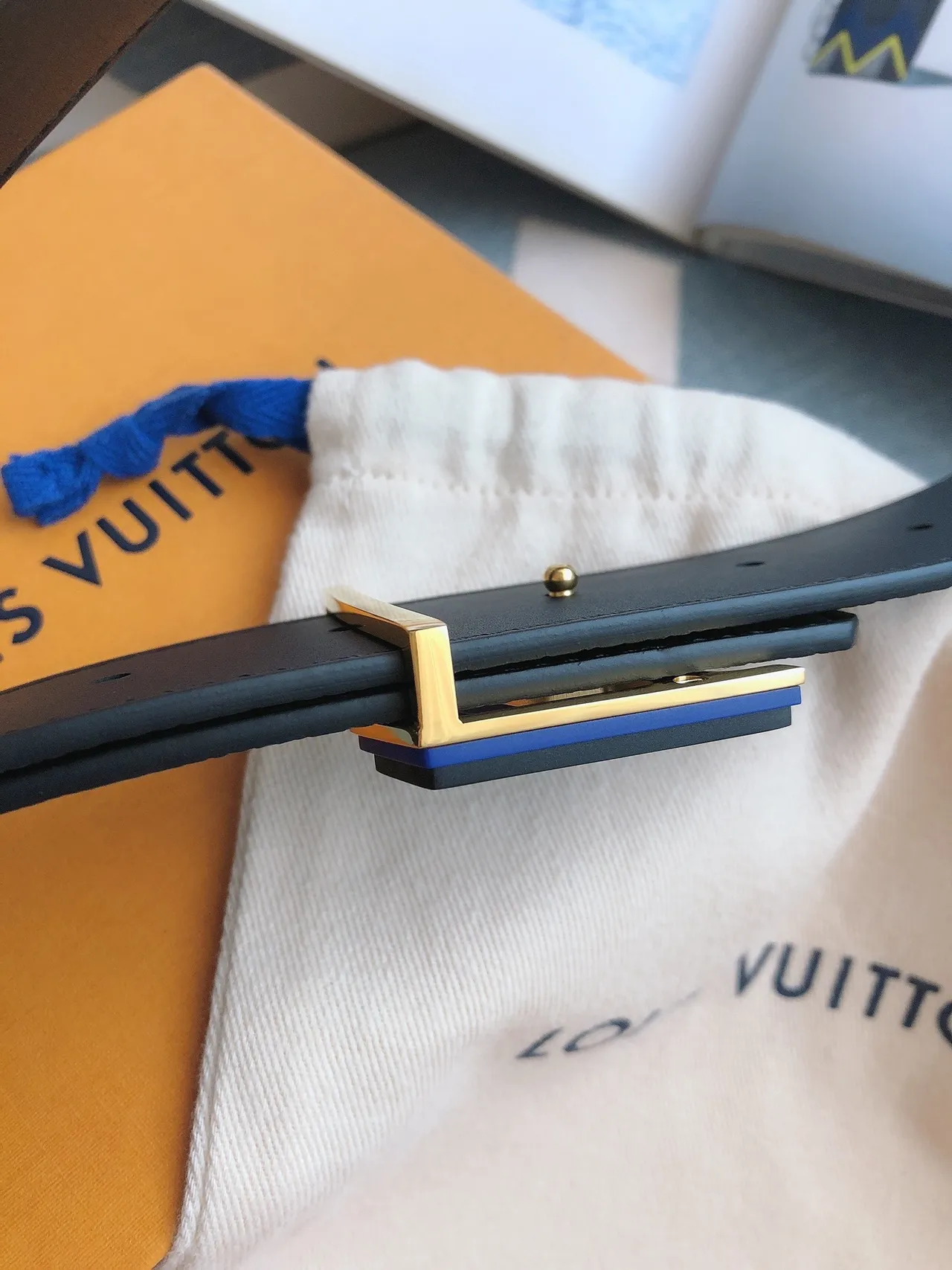 Louis Vuitton LV Initiales Navy Monogram Leather Belt 4