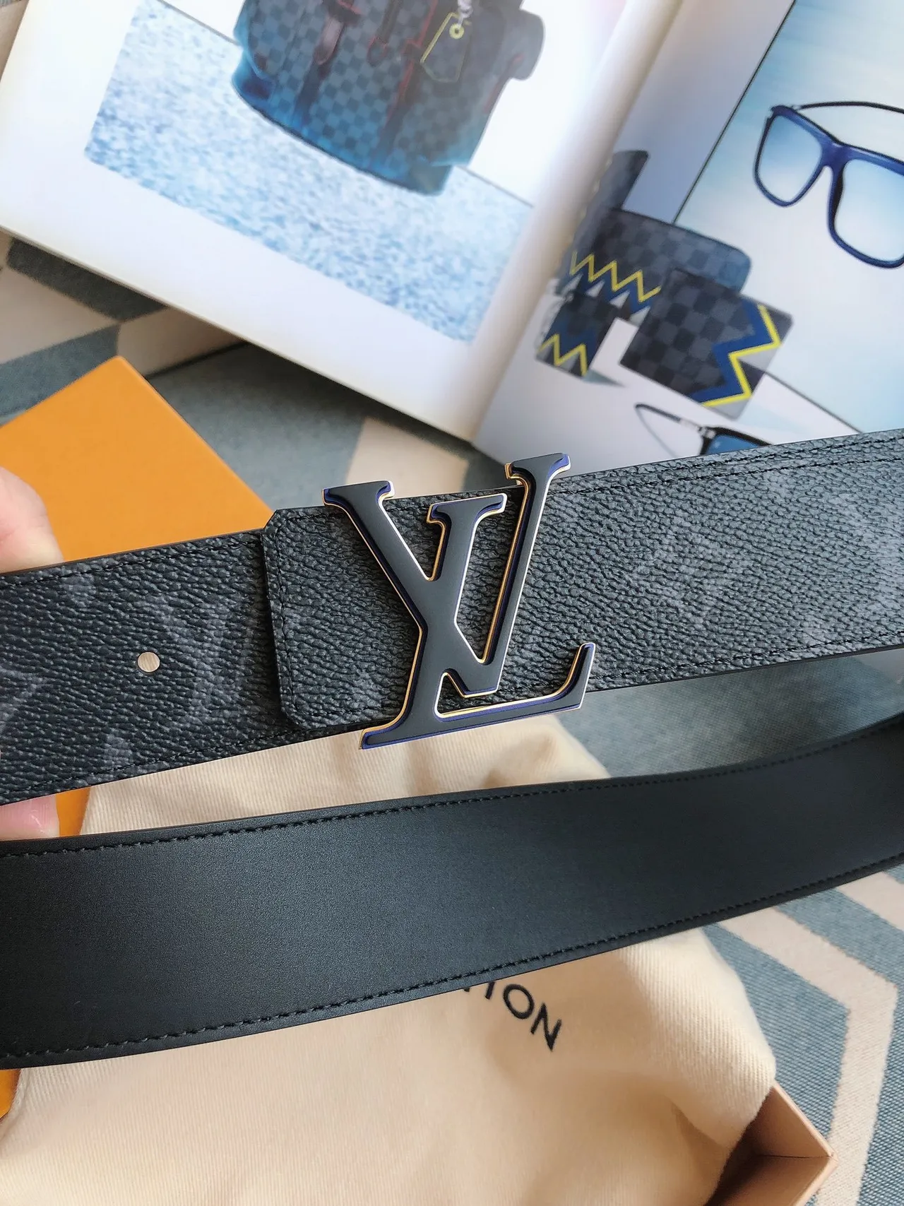 Louis Vuitton LV Initiales Navy Monogram Leather Belt 5