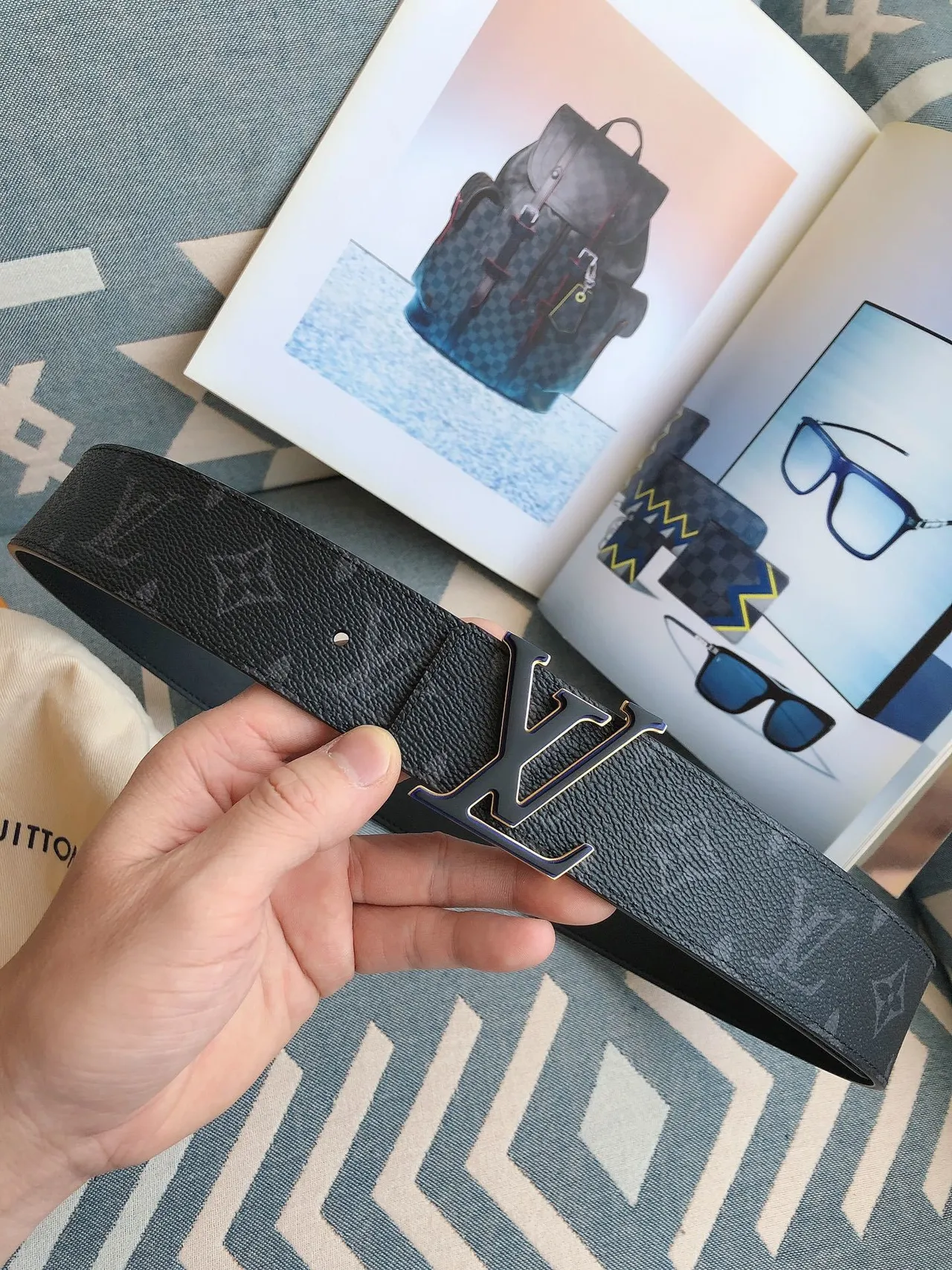 Louis Vuitton LV Initiales Navy Monogram Leather Belt 6
