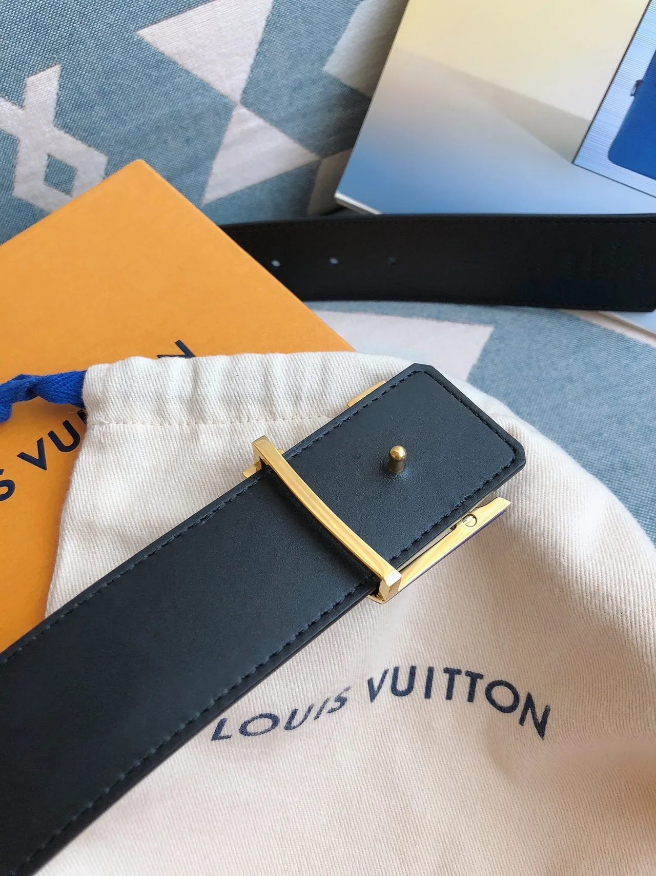 Louis Vuitton LV Initiales Navy Monogram Leather Belt 7