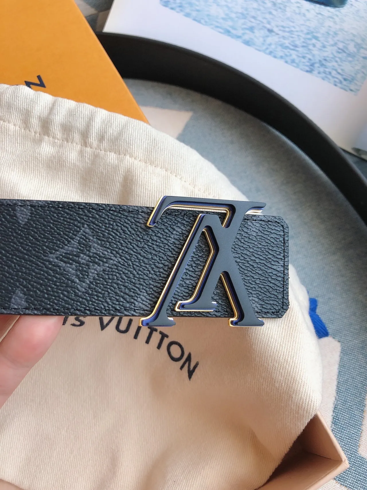 Louis Vuitton LV Initiales Navy Monogram Leather Belt 8