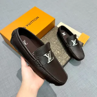 Louis Vuitton LV 乐福鞋 棕色粒面皮革 乐福鞋
