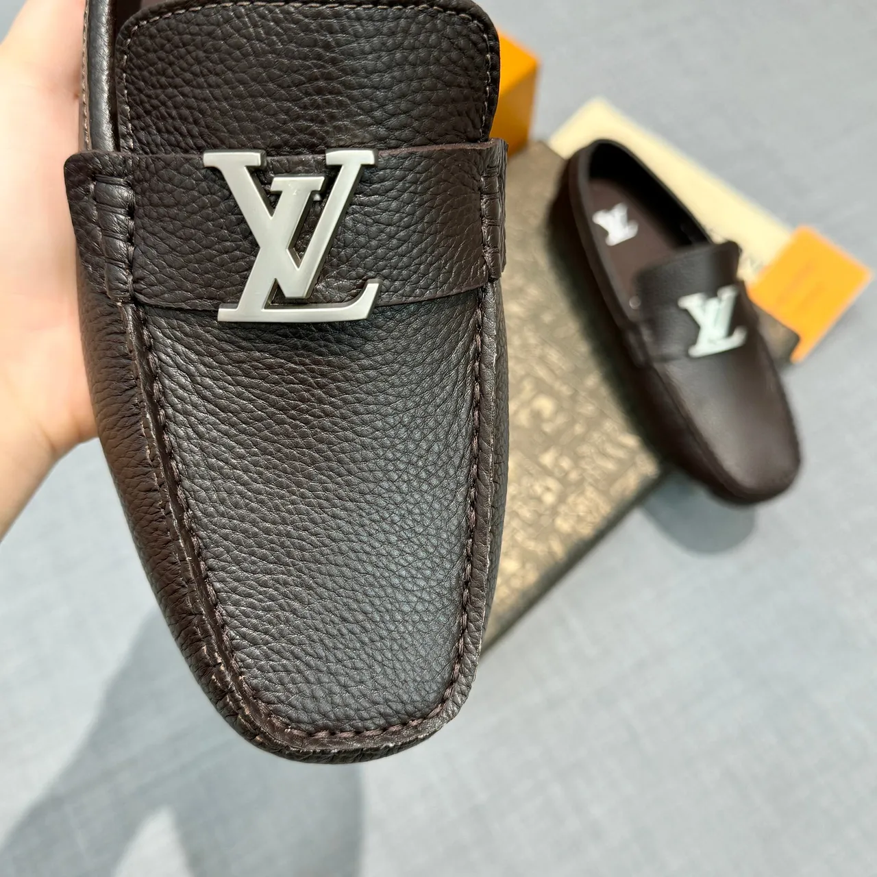 Louis Vuitton LV Loafer Brown Pebbled Leather Loafers 2
