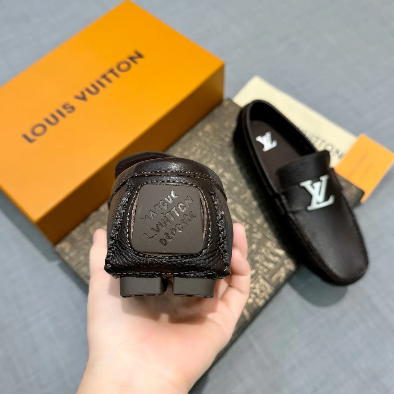Louis Vuitton LV Loafer Brown Pebbled Leather Loafers 3