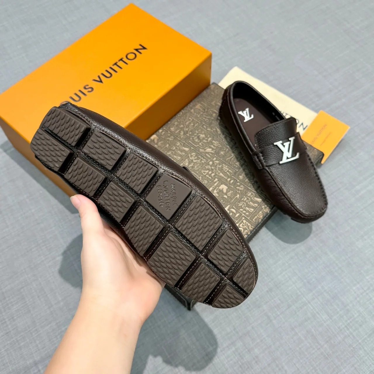 Louis Vuitton LV Loafer Brown Pebbled Leather Loafers 4