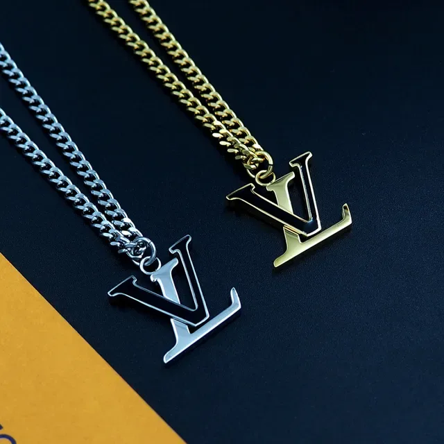 Louis Vuitton LV Monogram Silver Curb Chain Necklace 2