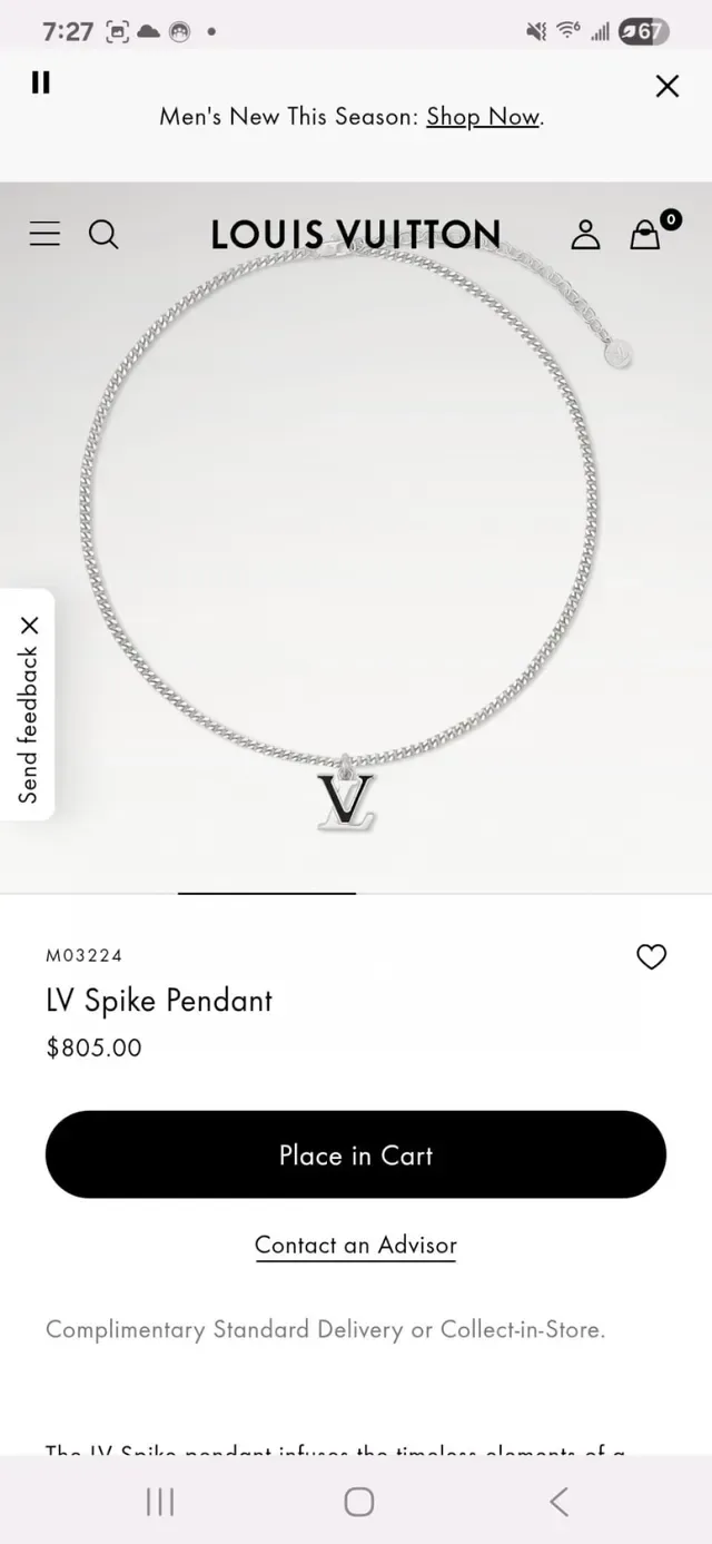 Louis Vuitton LV Monogram Silver Curb Chain Necklace 11