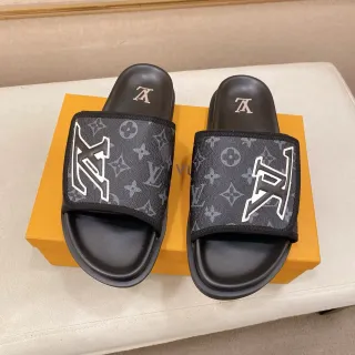 Louis Vuitton LV Slide Monogram काली ग्रे चप्पल