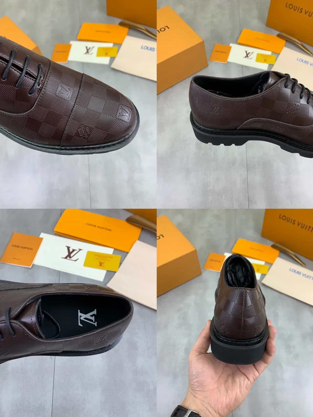 Louis Vuitton LV Trail Marron Damier Cap-Toe Oxford Shoes 2