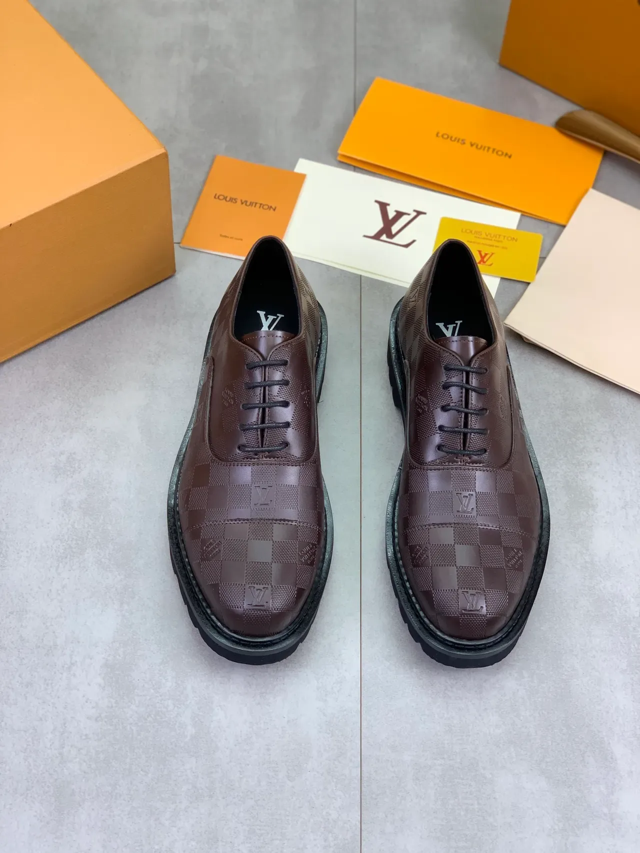 Louis Vuitton LV Trail Marron Damier Cap-Toe Oxford Shoes 4