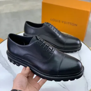 Louis Vuitton LV Trail Cap-Toe Black Leather Oxford Shoes