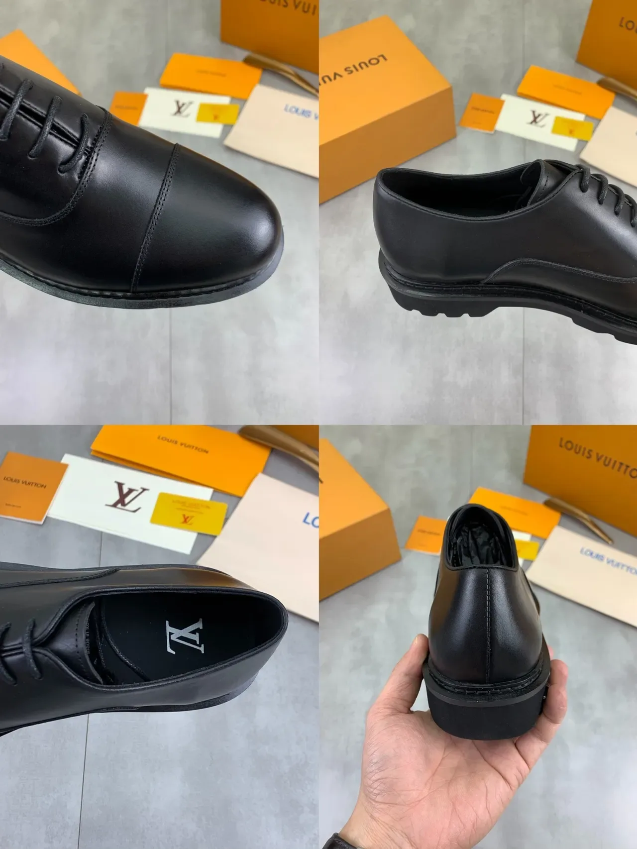 Louis Vuitton LV Trail Cap-Toe أحذية أوكسفورد جلد أسود 2