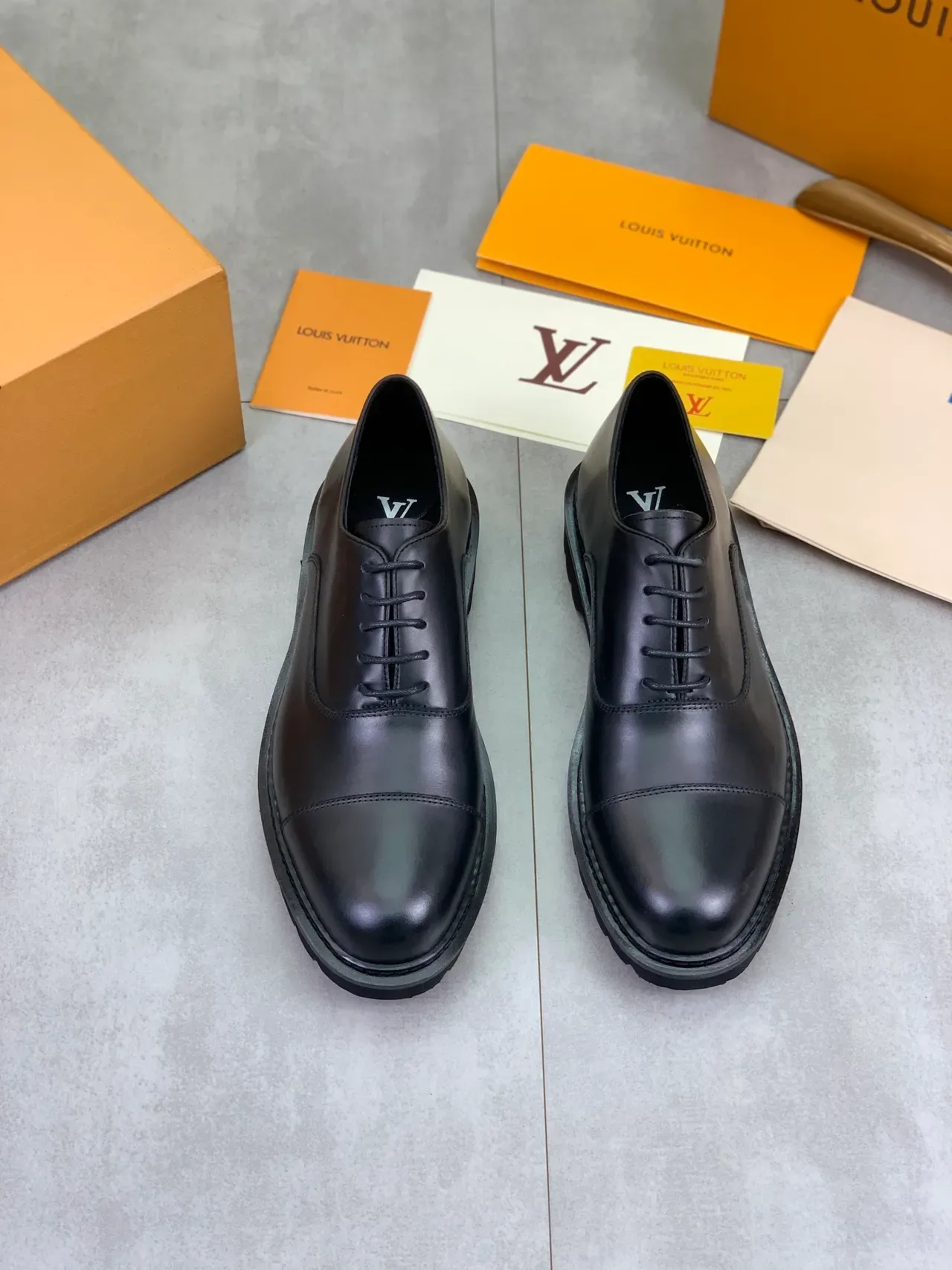 Louis Vuitton LV Trail Cap-Toe أحذية أوكسفورد جلد أسود 4